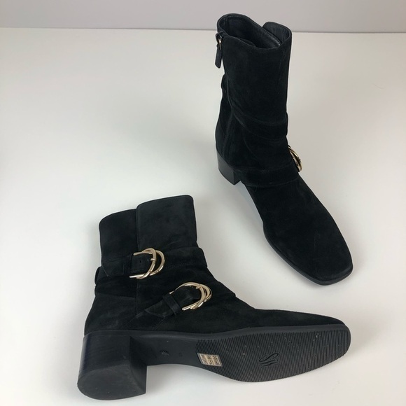 Stuart Weitzman Britain Buckle Suede Boot 9.5 blk - Picture 4 of 16